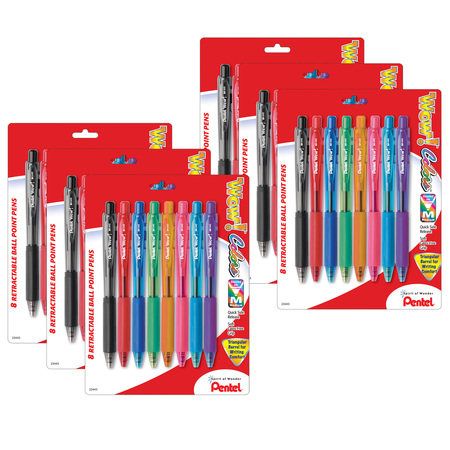 Pentel Pentel? WOW Retractable Ball Point Pens, Assorted, 8/Pack, PK6 BK440BP8M